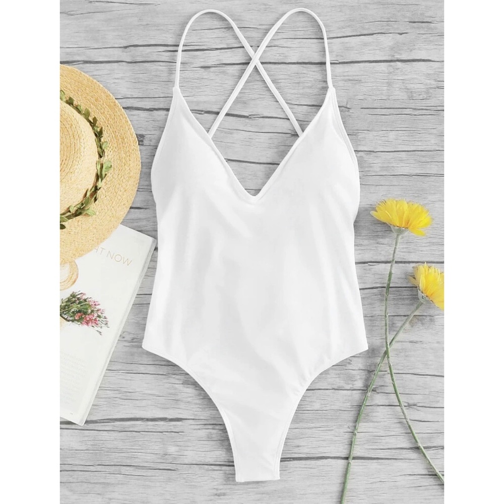Criss Cross Ruched Detail One Piece Swimsuit